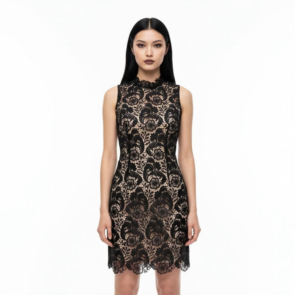 Gracia Black Lace Unlined/Shell-less Mini Dress - Small